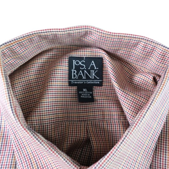 Jos. A. Bank Men's Travelers's Collection XL Button Down Shirt Brown Checked - Picture 6 of 10